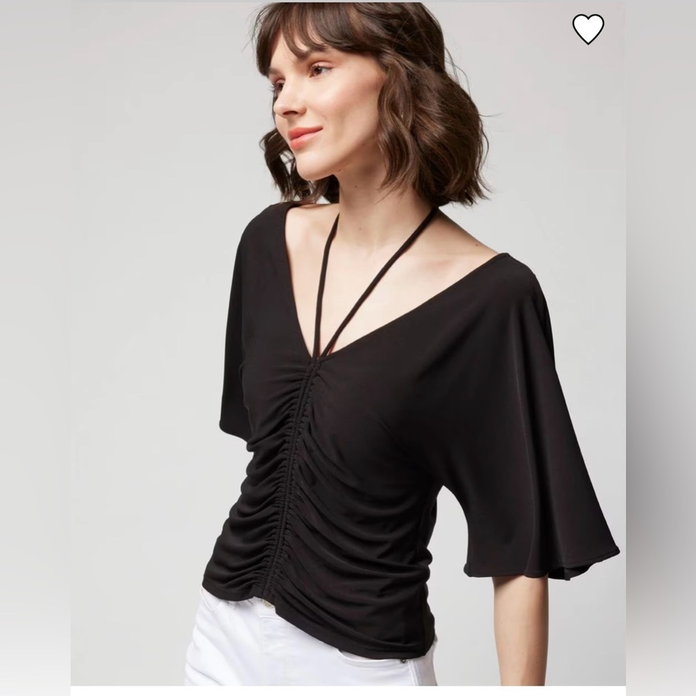 WHBM Matte Jersey Ruched Front Top